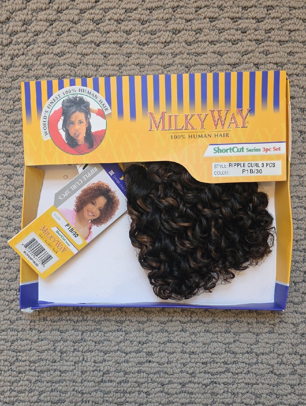 Ripple Curl 1pc Human Hair Extension - P1B/30 (Dark Brown with Highlights)